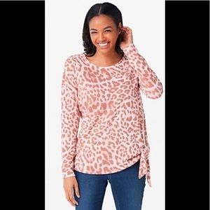 Belle by Kim Gavel Leopard Hacci Grommet Side-Tie Top size 1x